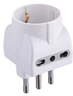 Electraline 71919 Adattatore spina tedesca multipresa 3 posti 1 schuko + 2 bivalenti 10/16A spina grande 16A