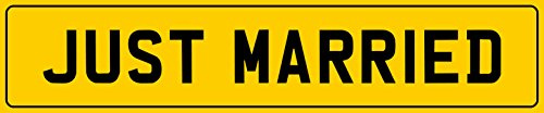 JUST Married Stick ON Number Plate Sign Wedding CAR Decoration (Yellow) 520mm x 110mm