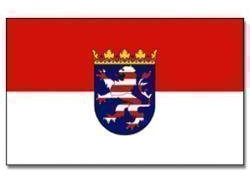Top Qualität - Flagge HESSEN MIT WAPPEN Fahne, 90 x 150 cm, EXTREM REIßFEST, Keine BILLIG-CHINAWARE, Stoffgewicht ca. 100 g/m², sehr robust, starke Messing-Ösen - umlaufend genäht, Hissflagge