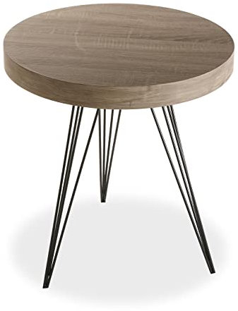 VERSA Fontana Tavolino Ausiliario per Soggiorno, Tavolino Moderno, Misure (A x L x l) 55 x 50 x 50 cm, Legno e Metallo, Colore Marrone e Nero