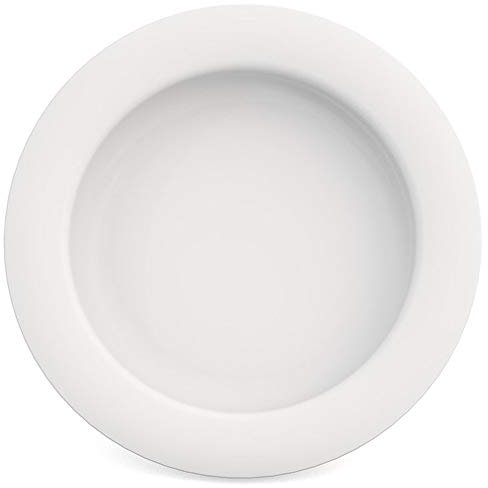 Ornamin Teller mit Kipp-Trick Ø 20 cm weiß | Spezialteller mit Randerhöhung für selbstständiges Essen | Esshilfe, Melamin, Anti-Rutsch Teller, Tellerranderhöhung