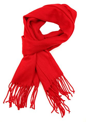 Sakkas 1590 - Booker Kaschmir Feel Solid Uniform Unisex Winter Schal Mit Pony - Rot - OS