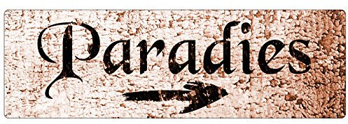 Interluxe METALLSCHILD Blechschild Paradies Wegweiser Garten Terrasse Pool Wellness Deko