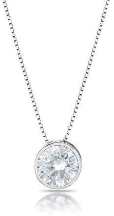 inSCINTILLE Punto Luce Collana Donna Argento 925 a Cipollina con Pietra di Zirconia Cubica (Catena Argento – Diametro: 4 mm)