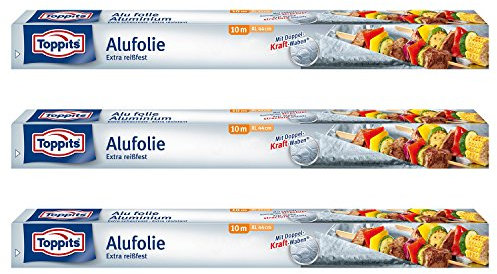 Toppits Alufolie XL Doppel-Kraft-Waben (10m x 44cm), 3er Pack (3 x 10 Meter)