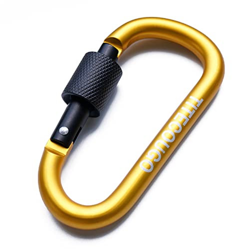 TITECOUGO 2 PCS Aluminum Alloy D-Ring High Strength Carabiner Key Chain Clip Hook For Camping Hiking (Not for Climbing) Yellow Black