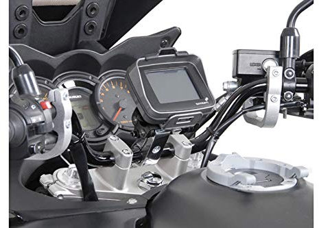 SW-Motech Navi-Halter mit Lenkerklemme - Für Lenker Ø 32 mm. Vibrationsgedämpft. Silbern.