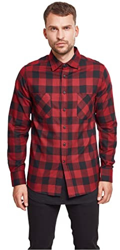 Urban Classics Checked Flanell Shirt Chemise, blk/Burgundy, XXL Homme