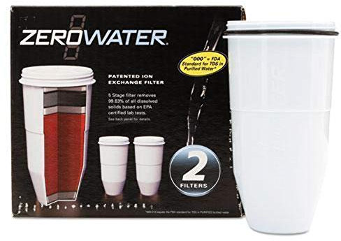 ZeroWater Replacement Water Filter Cartridges | 5 Stage Filtration System Reduces Fluoride, Chlorine, Lead and Chromium, 2 x Filter