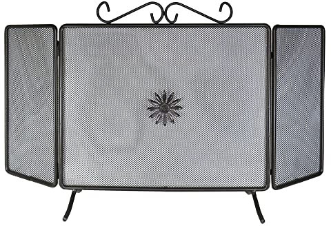 OEM Skermo per camino in Ferro battuto, Rustico, Nero, 9.7 pounds, 90 x 50 cm