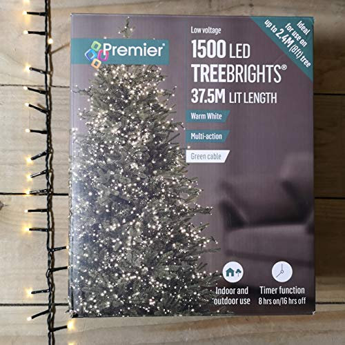 1,500 LED (37.5m) Premier TreeBrights Cluster Christmas Tree Lights Warm White