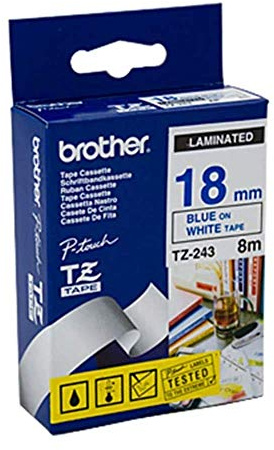 Brother Schriftbandkassette TZ243 18mm white/blue