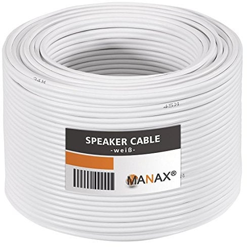 MANAX Câble de haut-parleur 2 x 1,50 mm² blanc 50,0 m