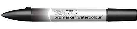 Winsor & Newton 0201337 Aquarellmarker - 2 Spitzen, Pinsel- und feiner Spitze, lichtecht, hochpigmentierte Aquarellfarben für Kalligrafie, Zeichnungen - Lampenschwarz