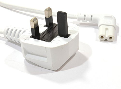 kenable Power Cord UK Plug to Right Angle Figure 8 Lead Cable C7 3m WHITE [3 metres]