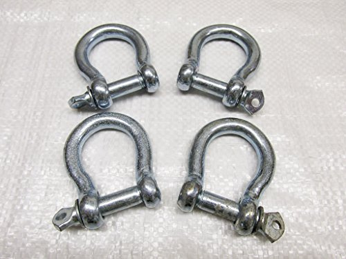 Bow Shackle Screw Pin Galvanised from 5MM - 25MM (Commercial Chain Connector Caravan Tether) - Pack of 4, 12MM