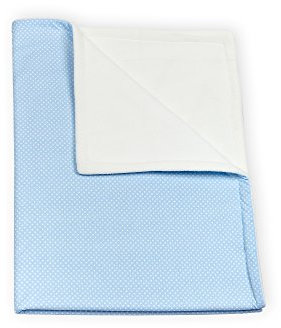 KraftKids Babydecke in weiße Punkte auf Hellblau, Kuscheldecke 70 cm x 100 cm, Fleecedecke mit Liebe handgefertigt in der EU