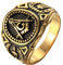OAKKY Herren Edelstahl Weinlese Freimaurerischen Freimaurer Ring Symbol Mitglied Gold Band Größe 57 (18.1)