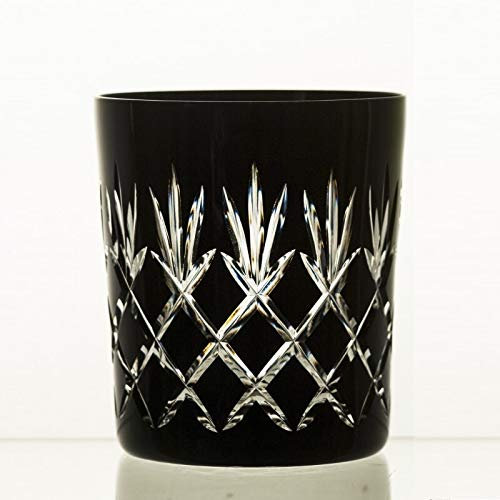 CRISTALICA Whiskyglas Trinkglas Becher Dekorschliff Black Ananas 280ml Bleikristall schwarz