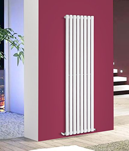 NRG Tall Vertical Oval Column Designer Radiator Modern 1800x472mm Bathroom Central Heating White Single Panel 15 Year Guarantee