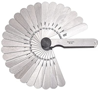 Starrett 66 Dickenmessgerät Set mit geraden Blättern, 0,0015-0,025Dicke, 3-1/32 Länge, 26 Blätter