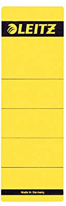 Leitz Rückenschild selbstklebend für Standard- und Hartpappe-Ordner, 10 Stück, 80 mm Rückenbreite, Kurzes und breites Format, 62 x 192 mm, Papier, gelb, 16420015