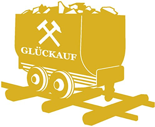 Samunshi® Glück Auf Lore Aufkleber Gelsenkirchen Schalke Ruhrpott Oberhausen Bottrop Ruhrgebiet in 10 Größen und 25 Farben (10x8,2cm Gold)