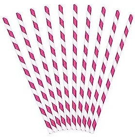 Unbekannt Party-Strohhalme Trinkhalm-Set 10 Stück pink-Weiss 19,5cm