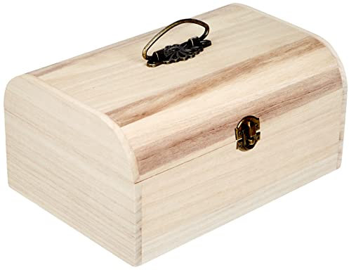 Rayher Hobby 6166500 Holz-Koffer mit Antikbeschlag, 24,5 x 16,5 x 11,5 cm, Beige