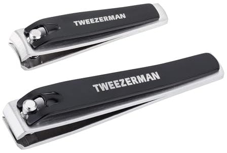 TWEEZERMAN Coupe-ongles Combo Clipper Set (2 pièces, Coupe précise des ongles des doigts et des pieds, Fort pour les ongles forts), noir