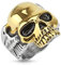 Taffstyle® Herren Biker Totenkopf Schmuck Ring zweifarbig Edelstahl Silber & Gold- Größe 75 (23.9)