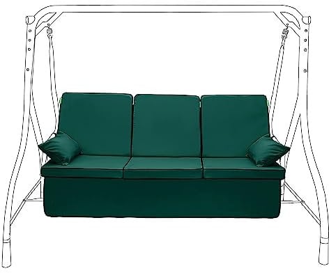 Gardenista Garden 3 Seater Swing Seat Cushion | Water Resistant Outdoor Hammock Replacement Bench Pad 168x56cm | Soft and Comfy Canopy Swing Seat Cushions with Back | Easy to Clean (Green)