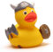Duckshop I Badeente Wikinger I Quietscheente L: 8 cm I inkl. Quietscheentchen-Schlüsselanhänger im Set I Geschenk für Mittelalter-Fans I Präsent Sammler