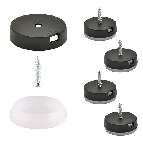 Wagner QuickClick® Stoppgleiter Möbelgleiter Stuhlgleiter 4er-Set zum Anschrauben - 4X Basis+Schraube+Gleiteinsatz rutschhemmend austauschbar - STOPP - Durchmesser Ø 25 mm - Made in DE - 15804200