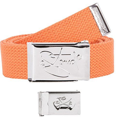 2Stoned Stoffgürtel Unisex mit Chromschnalle inkl. Flaschenöffner in Orange für Erwachsene und Kinder