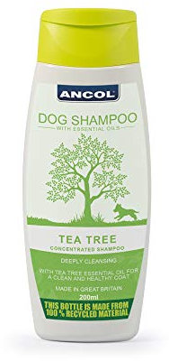 Ancol Tea Tree Dog Shampoo - 200ml - Natural Essential Oils for Deep Cleansing - Gentle on Skin for Dogs and Puppies - Recycled Plastic Bottle