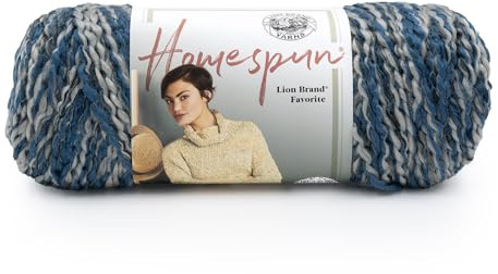Lion Brand Yarn Homespun Yarn, Soft Bulky Yarn for Knitting, Crocheting, and Crafting, 1 Pack, Blue Moon