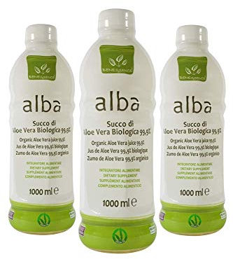 Benessence - Succo Bio di Aloe Vera Biologica 99,9% - 3 bottiglie da 1 litro - funzione detox