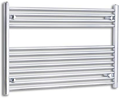 companyblue 900mm Wide Chrome Heated Towel Rail Radiator Flat/Straight Ladder for Stylish Bathroom (900 x 700 mm)