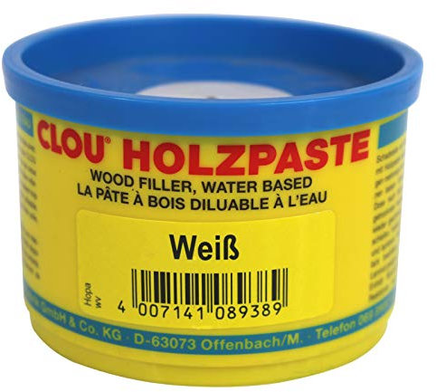 Clou Holzpaste zum Reparieren und Auskitten von Holzschäden weiss, 250 g: Holz Spachtelmasse zum Ausbessern von Löchern, Dellen, Rissen in Möbeln, Türen, Parkett und Laminat - gebrauchsfertige Paste geeignet für den gesamten Innenbereich