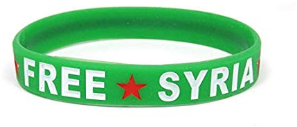 YSN Home Collection Armband Armreif aus Gummi 'Free Syria' Syrien Syrische Flagge Stern - Grün