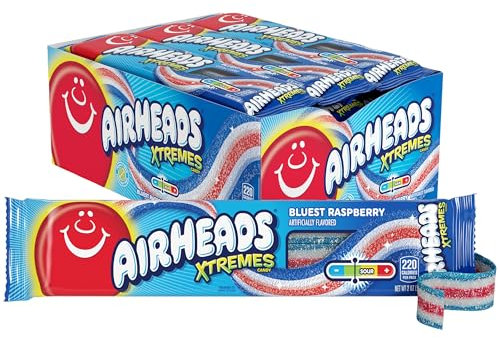 Airheads Xtremes Sour Candy Bluest Raspberry - Confiserie Américaine Acidulée à la Framboise Bleue - 57 g