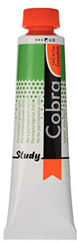 Cobra Study Couleurs à l'huile mélangeables à l'eau - Vert clair permanent 618 - Tube de 40 ml - Pigments de haute qualité - Sans diluants