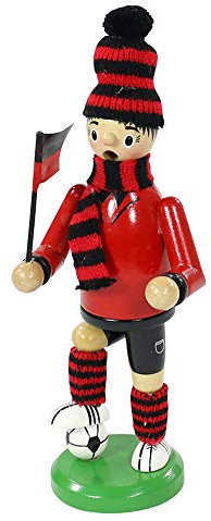 Dekohelden24 Räuchermann als Fussballer mit rot/schwarzem Outfit, ca. 20 cm