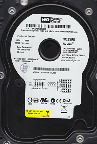 Western Digital Wd800bb 80 Go 7200 TR/Min Mémoire Cache de 2 Mo IDE OEM 8,9 cm Disque Dur de Bureau