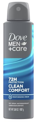 Dove Men+Care Antiperspirant Deodorant Clean Comfort Dry Spray For Men 72-hour Sweat and Odor Protection with Triple Defense Technology 3.8 oz
