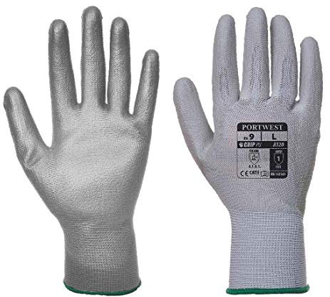 Portwest A120GRR X-Large PU Palm Gloves - Grey - 12 Pack