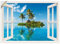 ARTland Wanddeko Wandtattoo selbstklebende Vinylfolie Fensterblick Fenster Meer Insel Palmen Karibik Urlaub T5MZ