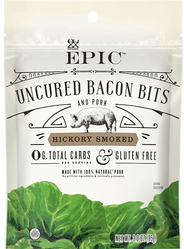 EPIC Uncured Bacon Bits and Pork, Hickory Smoked, Keto and Paleo Friendly, Whole30 Approved, Gluten Free, 3 oz