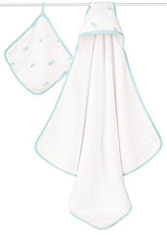 aden + anais 3022 - Hide And Sea Frotteetuch mit Kapuze & Musselin Waschlappen Set